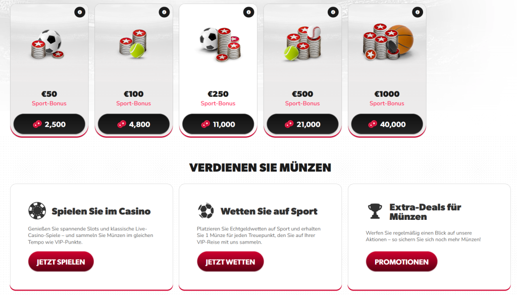 Betista Casino Sport-Bonus Karten mit Münzen-Belohnungen und Aktionen für Spieler